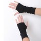 Black fingerless mittens, Long black warmers