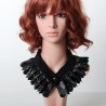 Pleated black lace choker necklace, removable collar