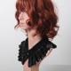 Col amovible plissé fabriqué en France créateur femme, dentelle noire enduite