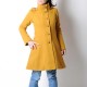 Manteau original de créateur original femme d'hiver à Capuche de Lutin en laine jaune moutarde