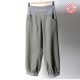 Pantalon femme original fabriqué en France 4/5, vert et gris clair, ceinture extensible