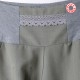 fabrication artisanale Pantalon femme 4/5, vert et gris clair, ceinture extensible