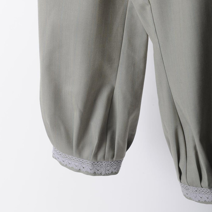 Pantalon fabriqué en France créateur femme femme 4/5, vert et gris clair, ceinture extensible