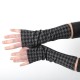 Black and grey houndstooth fingerless gloves