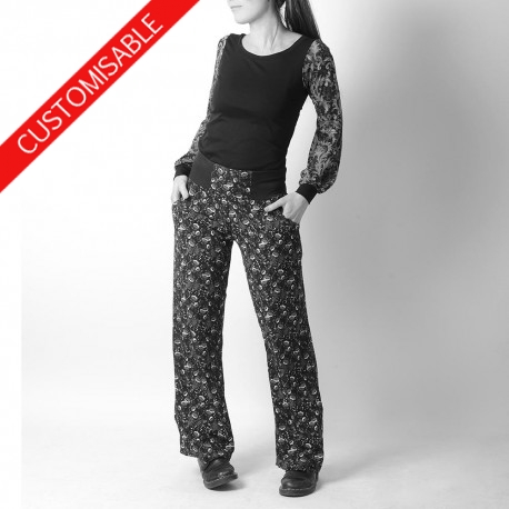 jeune créateur Pantalon femme souple droit, ceinture extensible - PERSONNALISABLE