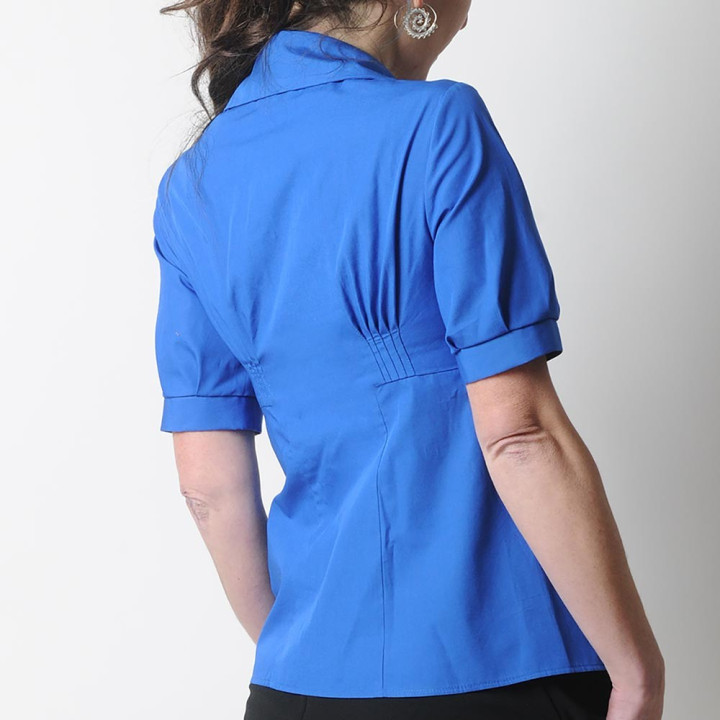 idée cadeau pour femme PROTOTYPE Chemisier en coton bleu roi, manches courtes