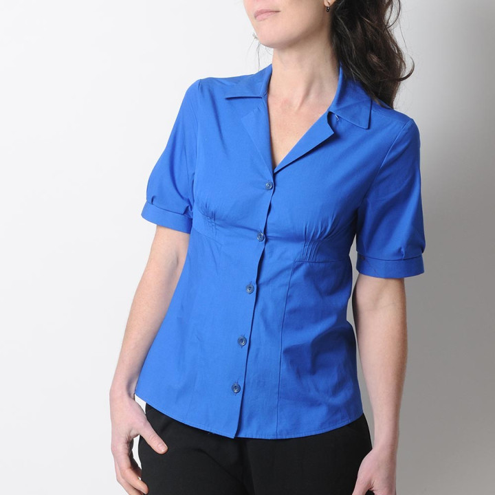 PROTOTYPE Chemisier en coton bleu roi, manches courtes