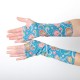 Blue and pink long floral armwarmers, cotton jersey
