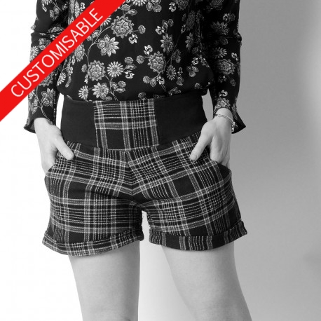 Short femme original fabriqué en France, ceinture extensible - PERSONNALISABLE