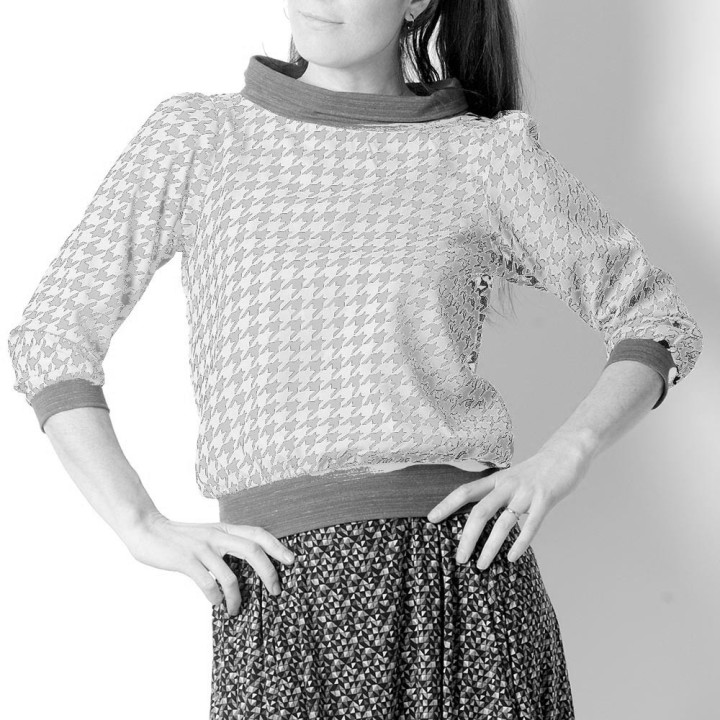 Supple top with boat collar, 3/4 or full length sleeves - CUSTOM HANDMADE