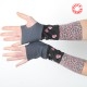 Black and grey floral armwarmers in a patchwork of jersey