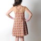 Summer floral cotton jersey dress with crossed straps and flared cut