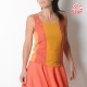 Orange and yellow colorblock sleeveless tank top