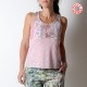 Pink summer jersey top with crossed straps, floral jerseys