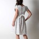 Robe fabriquée en France créateur femme d'été ceinturée, coton léger blanc motif géométrique