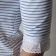 White and blue striped womens top, jersey and lace