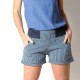 Womens stretchy white and blue striped denim shorts