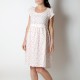 White and red floral dress with short sleeves, lightweight cotton