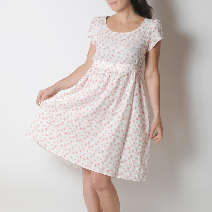 Robe jeune créateur blanche Made in France, robe été originale en coton