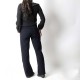 Pantalon femme fabriqué en France créateur femme bleu marine, souple, coupe droite