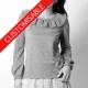Womens blouse with ruffled collar - CUSTOM HANDMADE