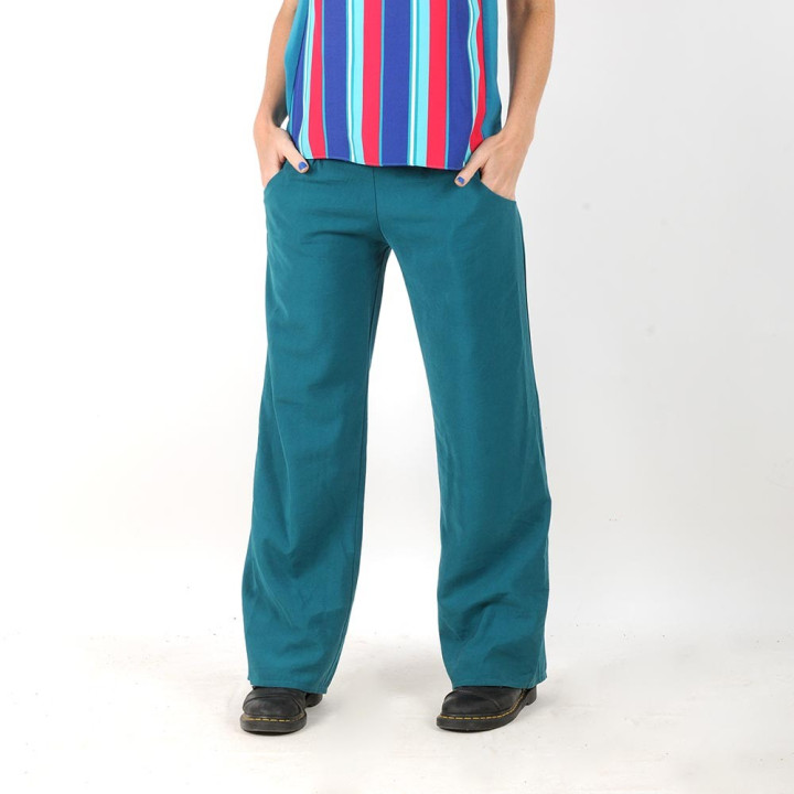 Womens black supple pants, wide legs