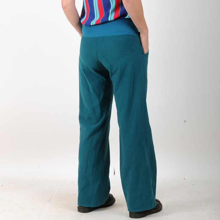 Womens black supple pants, wide legs