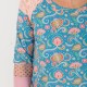 Blue and pink womens top, floral jersey patchwork