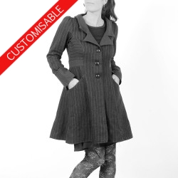 Womens swallowtail jacket, pleated back, pointy collar - CUSTOM HANDMADE