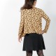 Camel and beige open cardigan, wide dots