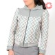 Womens pastel blue patterned zippered hooded jacket