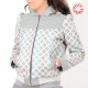 Womens pastel blue patterned zippered hooded jacket