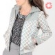 Blouson femme fabriqué en France créateur femme zippé à capuche, losanges pastel