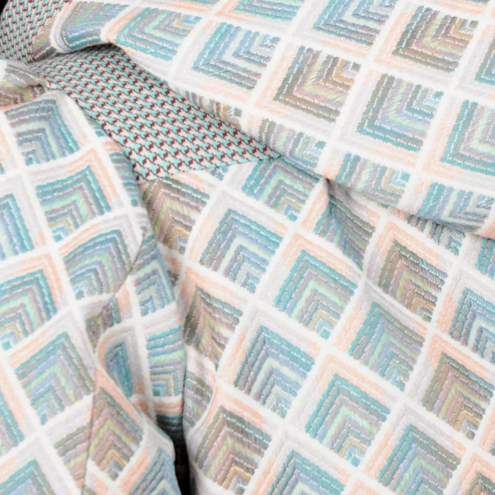 Womens pastel blue patterned zippered hooded jacket