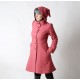 Manteau créateur fabrication française d'hiver à Capuche de Lutin en laine vieux rose