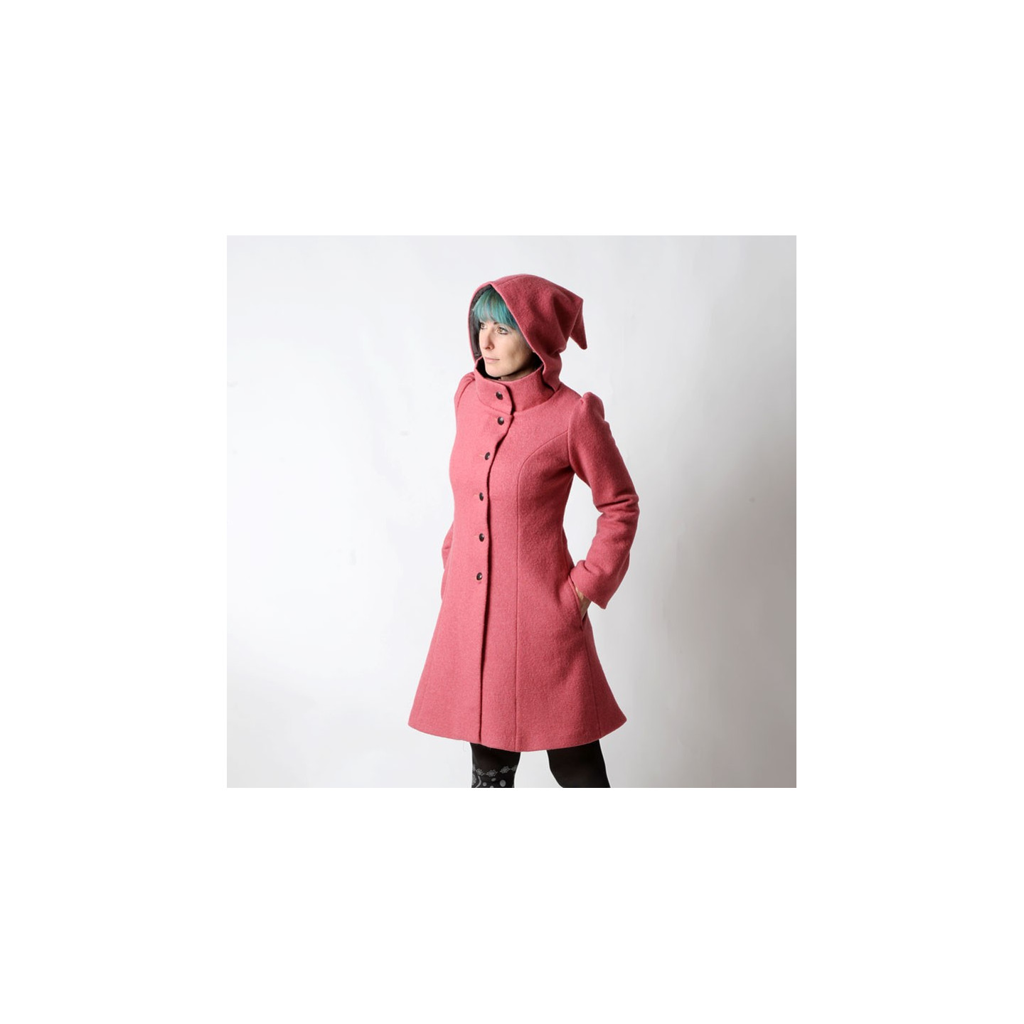 Manteau à Capuche En Laine Rose Et Gris Pour Fille 5 Ans (110 Cm) - Marque NKY - Occasion Peu Porté