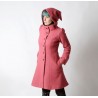 Manteau d'hiver à Capuche de Lutin en laine vieux rose