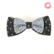 Bow hairclip, Grey and black with polka dots fabric bow hair clip