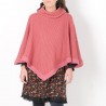 Pull-cape rose grosse maille, coton et laine