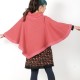 Cape sweater, pink thick cotton knit and wool