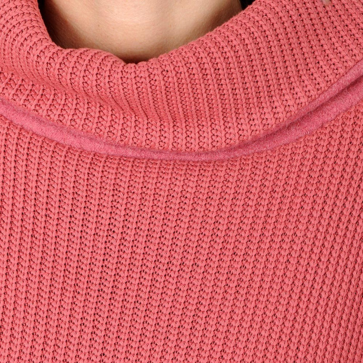 Cape sweater, pink thick cotton knit and wool