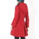Manteau original original de créateur rouge d'hiver à Capuche de Lutin en laine