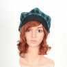 Black and Blue checkered beret hat
