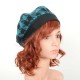 Black and Blue checkered beret hat