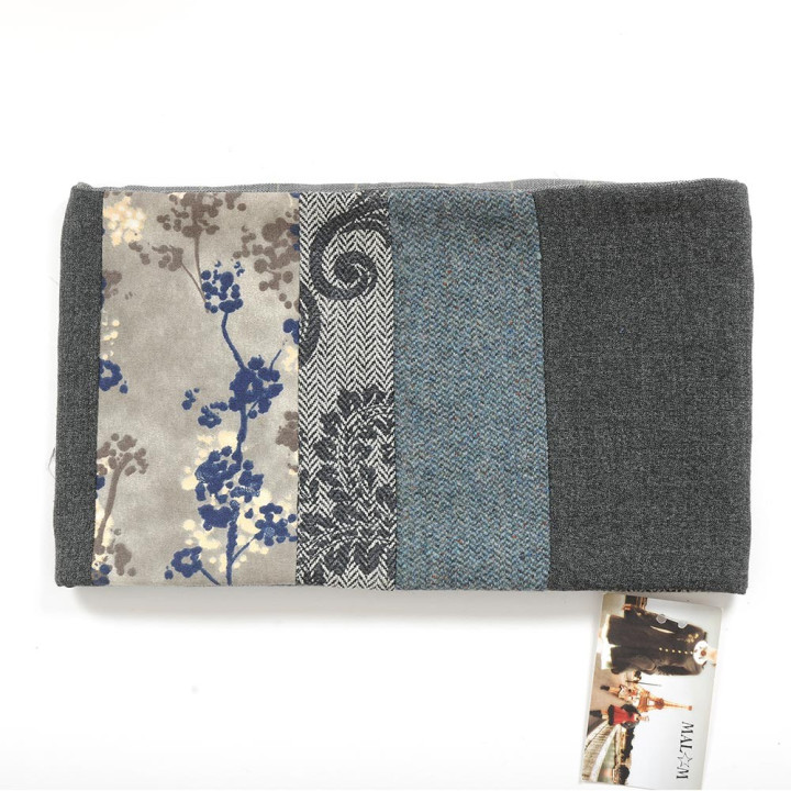 Grey and blue patchwork Cowl Scarf