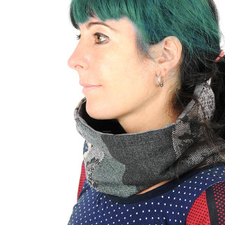 Col Echarpe femme fabrication artisanale original gris et bleu