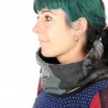 Grey and blue patchwork Cowl Scarf