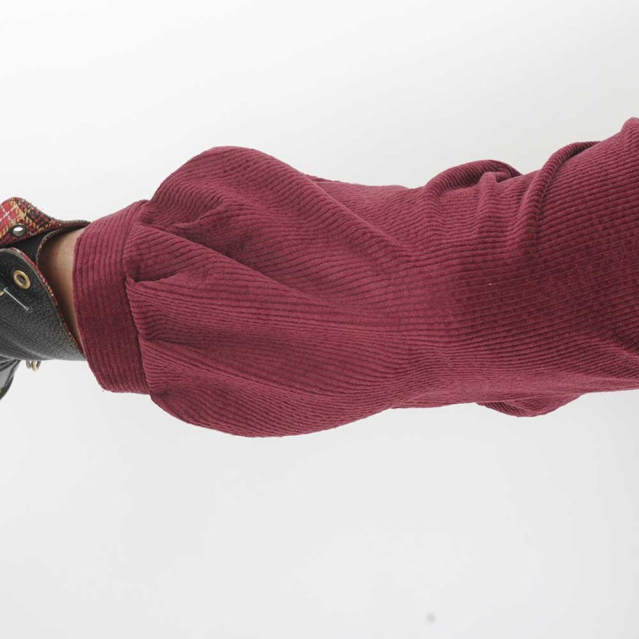 Womens crimson red corduroy pants with jersey belt