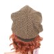 Brown beret hat, vintage checkered wool