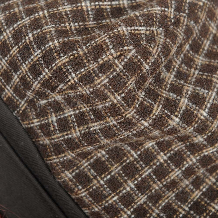Brown beret hat, vintage checkered wool